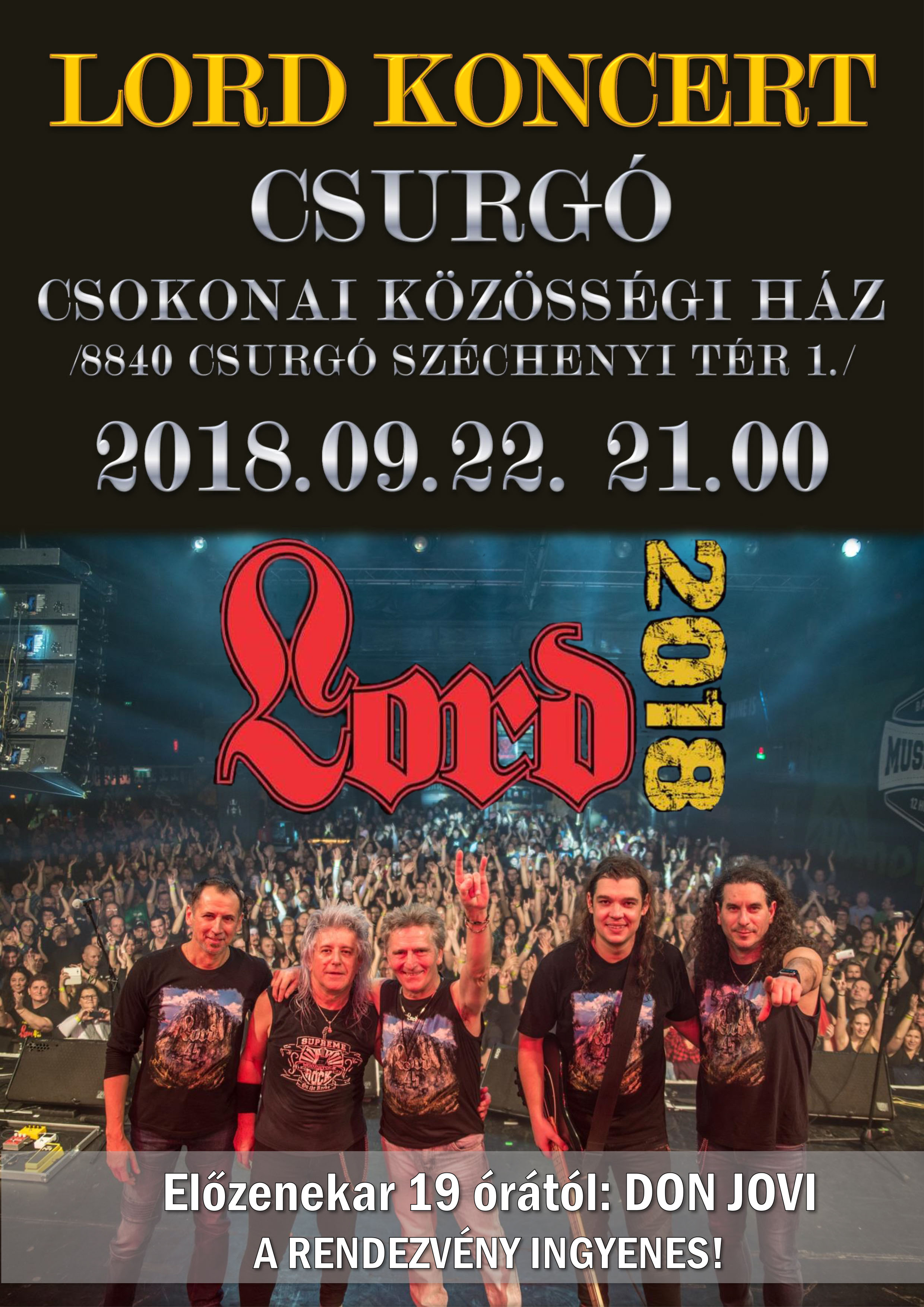 LORD Koncert Csurgó2018 Plakát 
