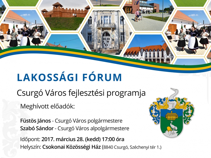 Meghívó - Csurgó Város fejlesztési programja c. lakossági fórum rendezvényre